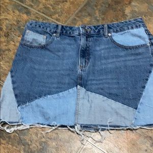 Patch jean skirt
